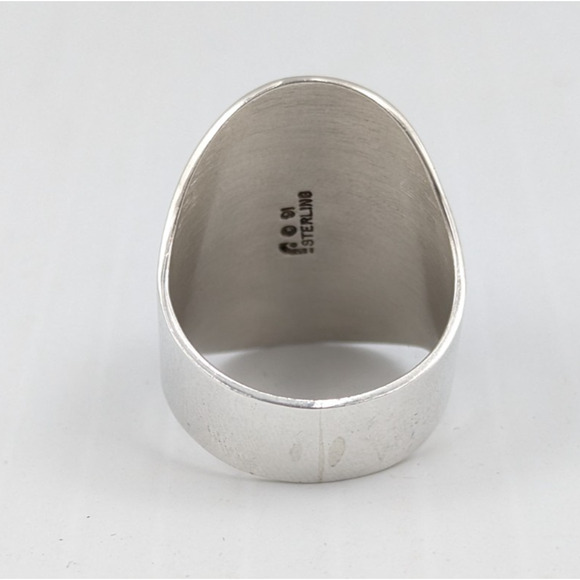 Vintage Carol Felley Sterling Silver Amber Wide Ring Sz 8 12g Southwest - Picture 5 of 12